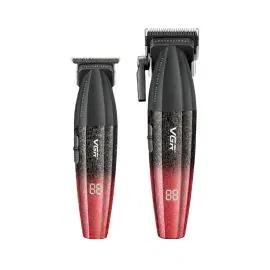 ماكينة حلاقة وتشذيب VGR احترافية للرجال مع شاشة LED ،أحمر – V-640-S2-RED