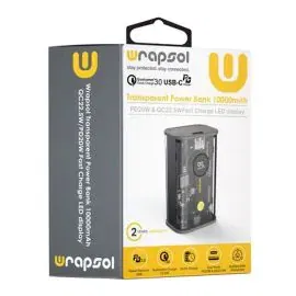 رابسول , شاحن متنقل 10000 مللي امبير بقوة 20 واط , أسود