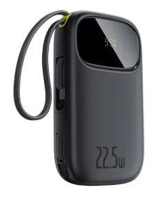 بنك الطاقة بيسوس بسعة 20000 ملي أمبير وقدرة 22.5 واط – اللون الأسود