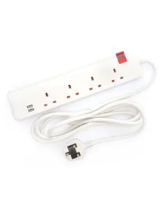 ليجراند، توصيلة كهرباء، 4 منافذ، 2 يو إس بي، 3 متر، أبيض