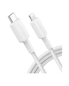 أنكر 322 USB-C إلى كابل Lightning مضفر 6 أقدام ,أبيض