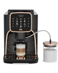 ارزوم اوكا صانعة إسبرسو أوتوماتيكية مع نظام حليب مدمج، سعة 1.8 لتر، 1450 واط، أسود ونحاسي – OK0028