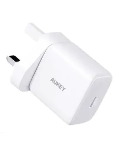 شاحن حائط Aukey PD، واط 30 ، منفذ واحد، USB-C، أبيض – PA-R1P-WH