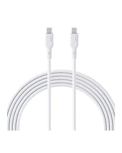اوكي، كابل شحن نايلون مضفر 100 وات، نوع سي الي نوع سي، 1.8 متر، ابيض