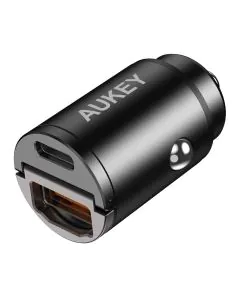 شاحن سيارةأوكي, PD Nano بقوة 30 واط بمنفذين منفذين USB-C A3,أسود