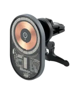 موماكس ، حامل شحن لاسلكي مغناطيسي للسيارة بقدرة 15 واط، رمادي 