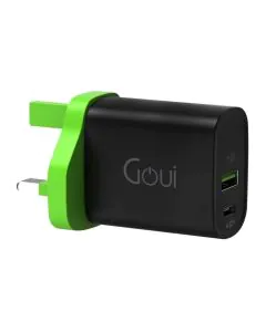 قوي , شاحن سفر حائطي قوي 20 واط ,  2 منفذ , أسود 