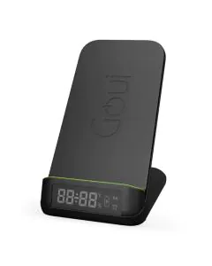 قوي  , بوت حامل لاسلكي 15 واط مع ساعة رقمية , أسود 