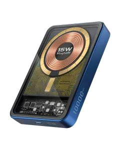 بروميت شاحن لاسلكي مغناطيسي بقوة 10000 مللي أمبير في الساعة USB-C بقوة 15 واط باللون الأزرق