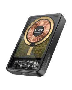 بروميت شاحن لاسلكي مغناطيسي 10000 مللي أمبير، USB-C، 15 وات، أسود