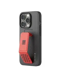 ليفيلو , كفر مع حامل لهاتف ايفون 14 برو جلدي , أحمر