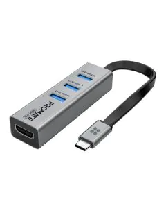 بروميت , موصل عالي الوضوح يوس بي إلى اتش دي ام أي مع 3 مداخل يوس بي , رمادي