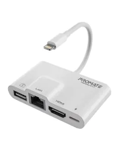 موزع الوسائط المتعددة 4 في 1 من بروميت مع موصل Lightning باللون الأسود