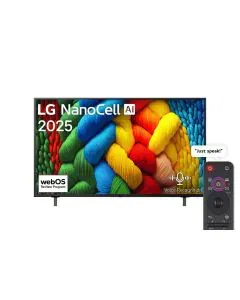 شاشة LG نانو سيل AI NANO80 حجم 75 بوصة 4K تلفاز ذكي مع ريموت ذكي سحري ونظام HDR10 و ويب أو اس25 إصدار 2025