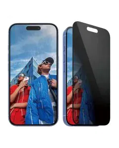 بانزرجلاس، واقي شاشه ايفون 16، تدعم الخصوصية مع تغطية كاملة للحواف