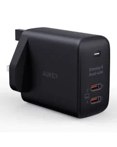 شاحن جداري بتقنية الطاقة أوكي , Omnia-II Duo PH , أسود 