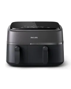 قلاية هوائية فيليبس 3000 سيريز سلة مزدوجة ديجيتال، 9 لتر، 2750 واط، اسود - NA350/09