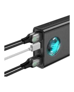 باسيوس باور بنك متنقل, 30000 مل امبير, رقمي, اسود 