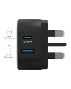 باورولوجي, شاحن حائط فائق مزدوج الشحن سريع , أسود