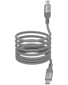 راف باور، كابل شحن مغناطيسي، نوع سي الي سي، 100 واط، 1.2 متر، نايلون مضفر، رمادي