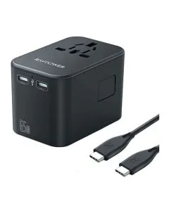 مجموعة شاحن السفر راف باور، اسود - RP-PC1035