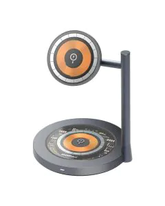 موماكس , حامل شحن لاسلكي مغناطيسي مزدوج بقدرة 15 واط، رمادي