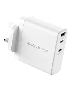 موماكس , ون بلج جان 140 وات 3 منافذ شاحن سريع , أبيض