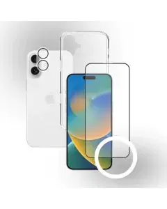 زوندا، باقة حماية 3 في 1 أيفون 16 بلس، غطاء، واقي شاشة، واقي عدسة، شفاف