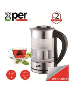 غلاية إكسبر 2200 واط، سعة 1.7 لتر، مزودة بفلتر، تعمل باللمس، زجاج - XPKDF-GM23