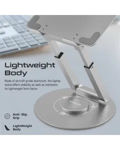 حامل الكمبيوتر المحمول بروميت متعدد المعدن وقابل للتعديل باللون الأسود