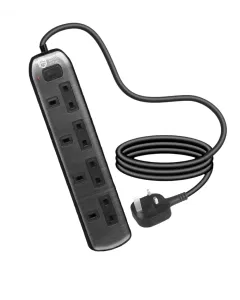 جرين هوم، مجموعة قطعتين، أسلاك تمديد، 4 مقابس، 3 أمتار، اسود - Promo-GH-CE4S-3M