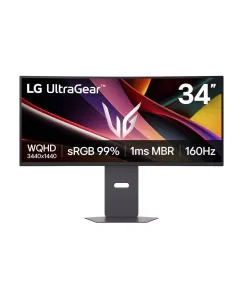شاشة ألعاب منحنية ال جي الترا جير ٣٤ بوصة بدقة WQHD، معدل تحديث ١٦٠ هرتز،١ ملي ثانية MBR، ولوحة VA، أسود , 34G600A-B.AMI